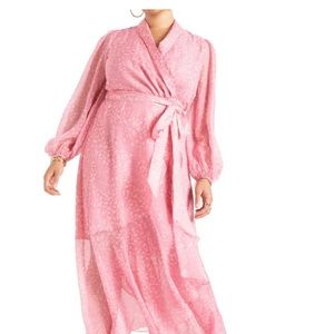 NWT Eloquii - Long Sleeve Pink Maxi Dress